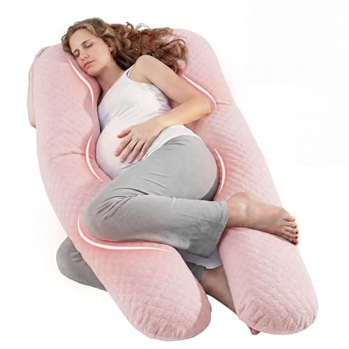 Nuliie Pregnancy Pillow for Sleeping, U Shaped (Breathable Light Pink)