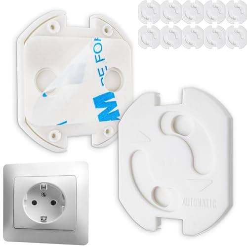 Sockets child protection for gluing, 10 pieces, suitable for Schuko sockets type F, in white, type F protection for gluing, outlet safety plug, connector child security, baby point lock set