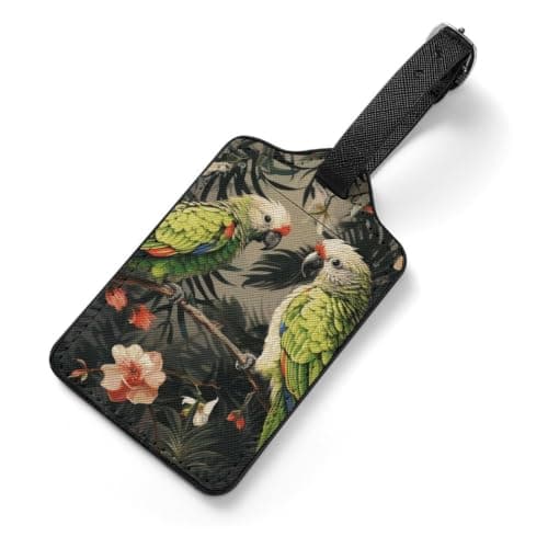 Parrots Olive Luggage Tags with Id Card & Adjustable Strap — view 3