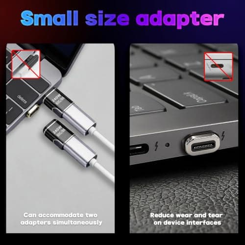 IVIVTOR USB C Magnetic Adapter - 2 Pack 240W Type C Magnet Connector 24 pin with 80Gbps & 8K Ultra-Fast Charging and High-Speed Data Transfer Suitable for Laptop Tablet Phone - Black — view 6
