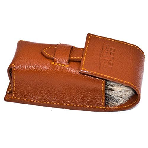 Parker Safety Razor Genuine Leather Travel Shave Brush Case (Saddle Brown) — view 3