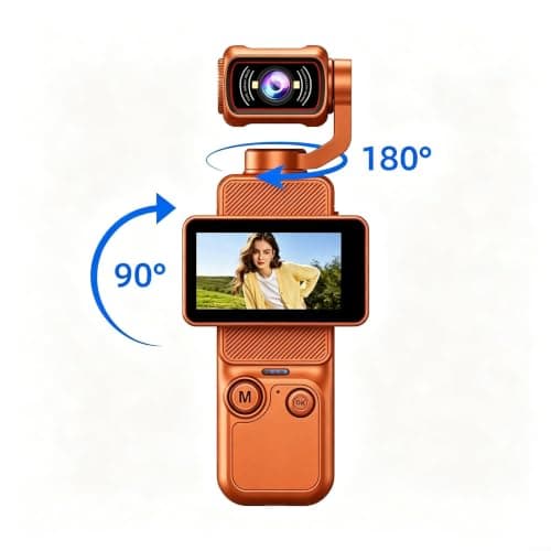 Linhexis 1080P Vlogging Camera with 180° Auto-Rotating Lens(Orange) — view 5