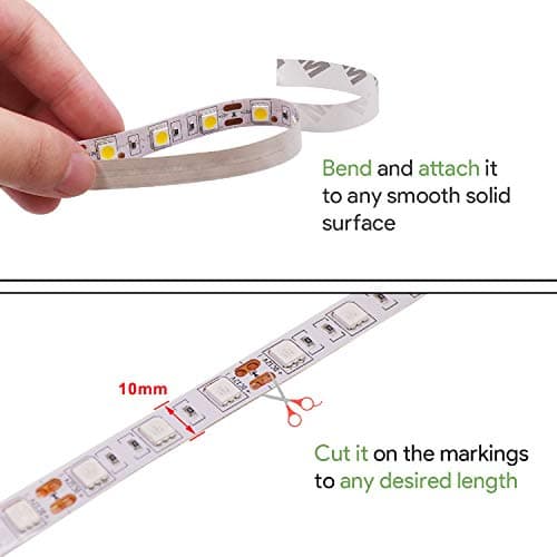 GQL 12V Flexible LED Strip with Switch, 3 m Waterproof 5050 60leds/m Rope Light Blue Ribbon Self-adhesiveTape BackUK Plug Power Adapter Indoor Outside Decor — view 4
