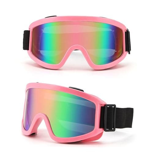 KASESSS Ski Goggles for Men, Anti-Fog Ski Goggles Womens, Anti-Glare Skiing Goggles, Adjustable Ski Glasses, Ski Googles Over Glasses, Snow Goggles UV Protection for Skiing Snowboarding (Pink)