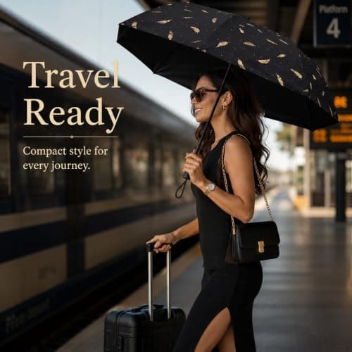 GEEKPC Folding Sun Rain Umbrella Compact Parasol - UPF 50+ UV Protection Lightweight Windproof Travel Handheld Sun Shade For Women Summer Portable 28cm With Chic Pattern 8 Reinforced Ribs — view 4