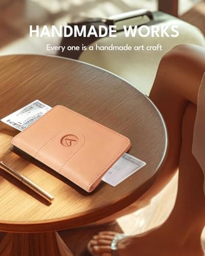 Genuine Leather Passport Holder Wallet Cover Case for Men, Beige, Passport Holder — view 4