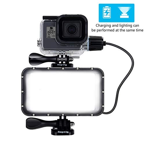 Suptig 60 LED Video Light with 5200mAh Portable Charger Portable Lighting Compatible for Gopro Hero 13, Hero 12, Hero 11/10/9/8/7/6/5/4/3/3+/Gopro Max, DJI osmo Insta 360 ace pro, Waterproof 164f — view 3