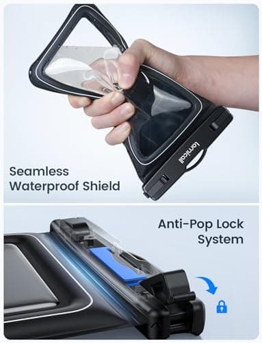Lamicall Floating Waterproof Phone Pouch – [Buoyant Sponge Padding] IP68 Underwater Phone Case, Swimming Dry Bag with Lanyard, Secure Lock, HD Touch Screen, Universal up to 7.5" - 2 Pack — view 5