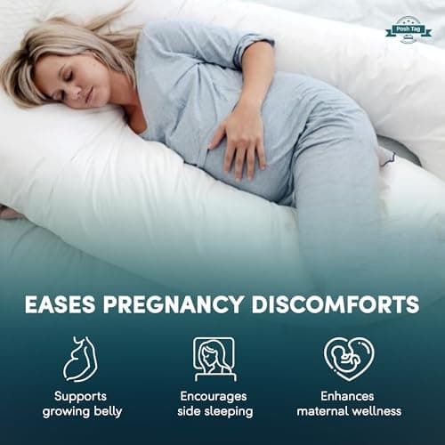 Posh Tag U Shaped Pillow – Full Body Support Body Pillow for Pregnancy | Soft Hypoallergenic Hollowfiber Maternity Pillow for Sleeping, Back, Hips, Knees & Neck Support (White, 9 Feet) — view 5