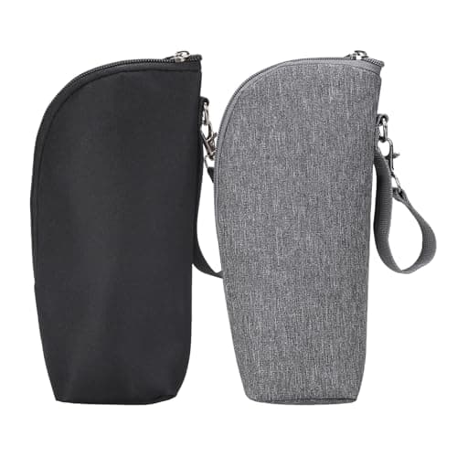 ULVBABI 2pcs Insulated Baby Bottle Bags, Portable Breastmilk Storage Tote Thermal Feeding Pouch Holder Travel Carrier, Heat Preservation and Cold Preservation (2 Bottle Bags)