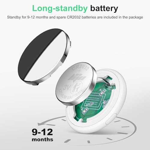 Bnlei Air Tracker Tag Works with Apple Find My (iOS Only) Includes Replaceable Battery, Bluetooth Smart Item Locator Key Finder for Keys, Luggage, Wallet, Car, Bicycle (4-Pack-White) — view 6