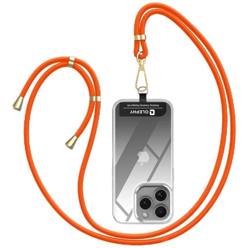 OLEPHY Crossbody Phone Lanyard Strap with 2 Pack Patchs, Orange