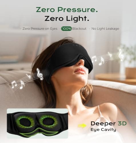 MUSICOZY Sleep Mask Headphones | 100% Blackout 3D Cooling Bamboo Cotton — view 6