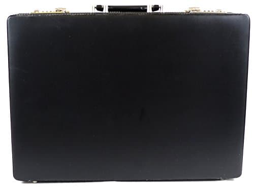 Bushga Mens Professional Leather Look Executive Black Briefcase with Combination Locks — view 3