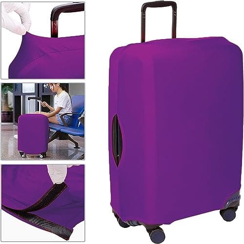 Printed Design Travel Trolley Case Cover Protector Washable Suitcase Cover Luggage Storage Covers for 18-28 Inch Luggage Cover (purple-gold D, S (18-21 inch Luggage)) — view 5