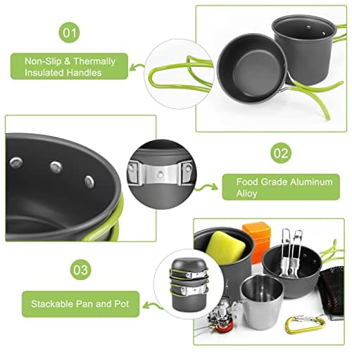 AUTOPkio Camping Cookware Kit with Stove, 12PCS Outdoor Camping Cooking Set — view 4