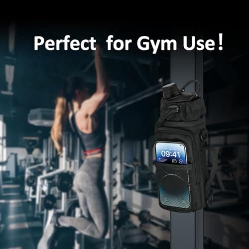 Magnetic Gym Bag Water Bottle Holder Strong Magnetic Gym Bag with Multi-Pocket Storage, Waterproof Water Bottle Bag with Strap for Gym & Outdoor, Gym Accessories for Men Women — view 3