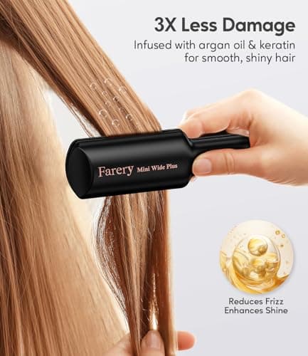 FARERY Portable Mini Hair Straightener, 38mm Wider Plate Mini Flat Iron for Short&Long Hair, Ceramic Travel Hair Straighteners with Argan Oil&Keratin Infused, Universal Voltage, with Storagebag — view 5