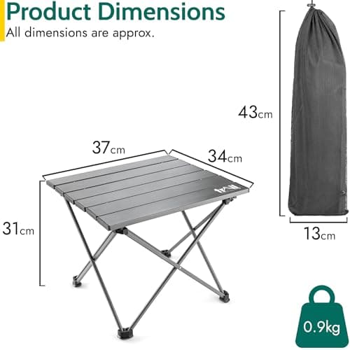 Trail Small Lightweight Aluminium Camping Table, H31cm x W34cm x L37cm — view 3