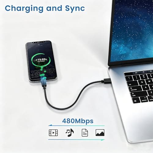 Smays Short 6 inch USB C Cable 10-Pack Bulk, USB A to Type C Fast Charging Cord Multipack, Black — view 3
