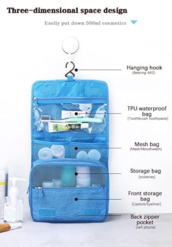 Toiletry Water Resistant Wash Bag - Travel Toiletry Cosmetic Bag Portable Shaving Bag Makeup Organizer — view 3