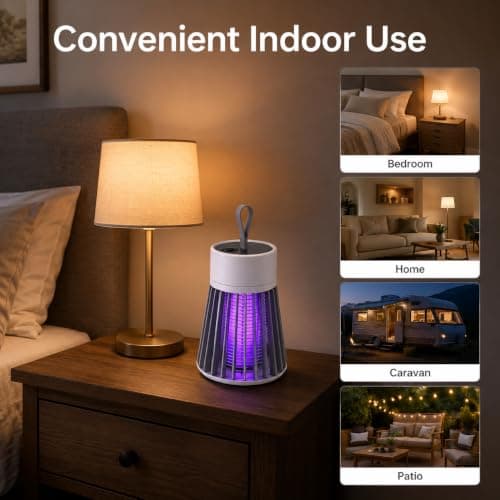 USB Rechargeable UV Bug Zapper Mosquito & Fly Trap, Portable Electric Insect Killer Lamp with Hanging Loop for Camping, Bedroom, Patio & Indoor Outdoor Use — view 6