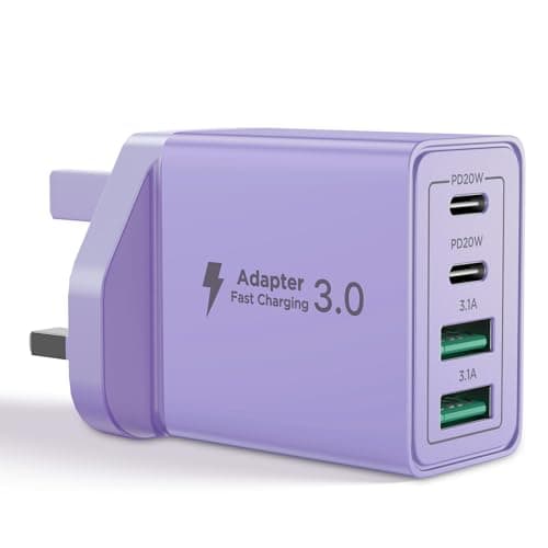USB C Plug,40W 4-Port Fast USB C Charger Plug Dual Port PD Power Adapter + QC Mains Wall Chargers Type C Charger Plug for iPhone 16 15 14 13 12 Pro Max 8 iPad, Samsung