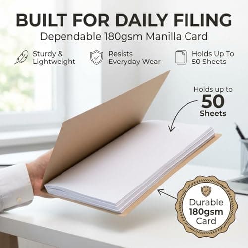 Stuff 4 Office - Manilla Economy Foolscap Square Cut Folders 180gsm Buff (25/50/100 Pack Sizes) (25) — view 4