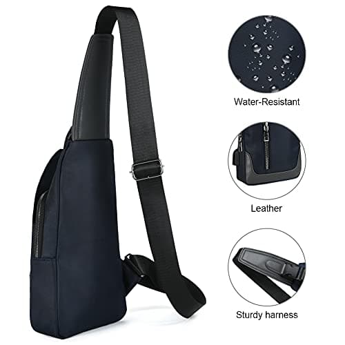 Aucuu Men's Chest Bag, Waterproof Shoulder Bag, Leisure Chest Bag with USB Charging Port, Travel Backpack for Hiking, Cycling, Travel, Camping (with 1 x USB), Blue, 54 — view 6