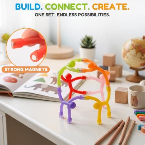 Magnetic Fidget Travel Toys for Kids Age 3-8 – 6Pcs Fun Magnetic Men Set, Perfect for Airplane & Car Trips,Sensory Stress Relief, and Travel Game Gift for Boys & Girls — view 6