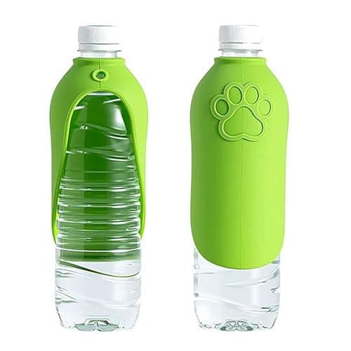 Portable Dog Water Bottle 2 Pack – Travel Pet Hydration Cup | Silicone Leakproof Drinking Bottle For Dogs Outdoor Walks Hiking Lightweight Water Feeder Bowl Dispenser (Green) — view 2