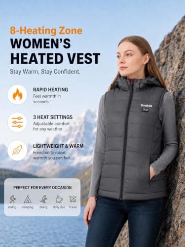 ORRNIKKO Heated Vest Women - Detachable Heated Hood With 7.4V 16000mAh Battery Pack Fast Charge, Womens Heated Vest — view 3