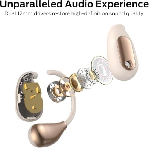 oraolo Open Ear Headphones, Wireless Earbuds with Bluetooth 5.4, Open Ear Earbuds for Running, Sport Earphones with Ear Hooks, 30H Playtime IPX5 Waterproof Headphones for Gym, Fitness (White) — view 3