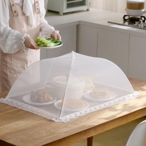 Collapsible Mesh Food Covers, Reusable and Collapsible Outdoor Food Cover for Outdoor Camping Picnics Parties BBQ to Keep Out Flies Bugs Mosquitoes (4 Pack) — view 2