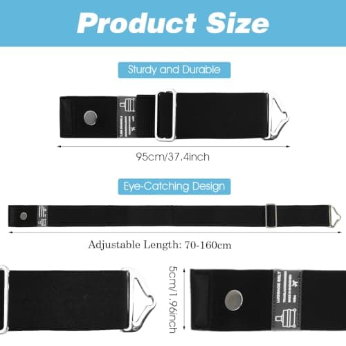 KFHENSOMR 2-in-1 Travel Belt for Luggage Travel Strap Hands-Free Black — view 2