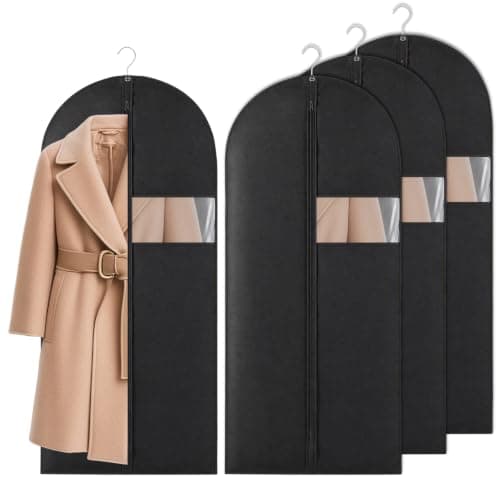 4 Pack Suit Covers Set with Zip, 120 x 60cm Clothes Bags Hanging