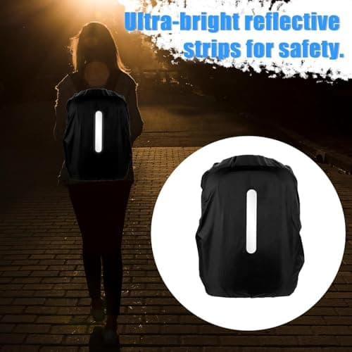 SHOCHX 2 Pack Waterproof Backpack Rain Cover with Reflective Strap, 1 Adjustable Anti Slip Cross Buckle Strap, Rainproof Snowproof for Hiking Camping Touring Cycling, XS for 8-17L Backpack, Black — view 5