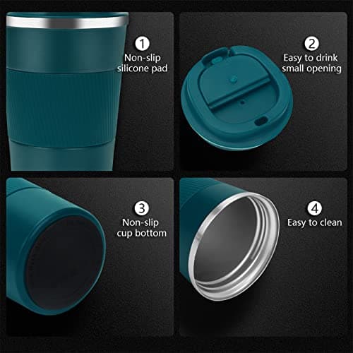 Tlater Thermal Mug 380ml with Leakproof Lids - Travel Stainless Steel Double Wall Vacuum Cup for Hot and Cold Drinks, Coffee and Tea — view 2