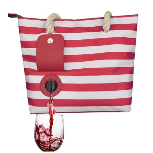 RZJZGZ Wine Tote with Drink Dispenser,Wine Cooler Bag Shoulder Bag,Red — view 2