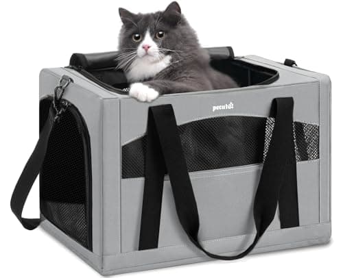 pecute Cat Carrier, Pet Carrier with Scientific Hidden Partition, Grey