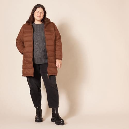 Amazon Essentials Women's Lightweight Water-Resistant Packable Hooded Puffer Jacket (Available in Plus Size), Dark Toffee Brown, L — view 6