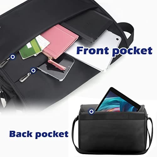 SPAHER Mens Shoulder Bag Laptop Briefcase Work Messenger Business Office Crossbody Bag Waterproof for Notebook Black — view 4