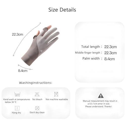 UV Sun Protection Gloves for Women Full Finger Ice Silk Touch Screen Non-Slip Driving Gloves for Travel Golf Running, gray, One Size — view 6