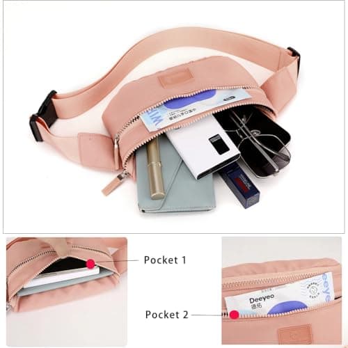 Bumbags Waist Fanny Pack Ladies Fashion Bum Bag with Adjustable Belt for Sport Hiking Girls Women (Pink) — view 2
