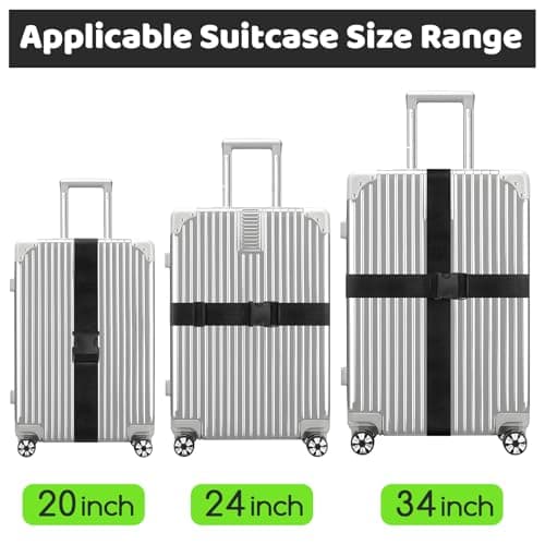 WISYOK Luggage Straps Extended, 2 Pack, 130-250cm Adjustable, Black — view 3