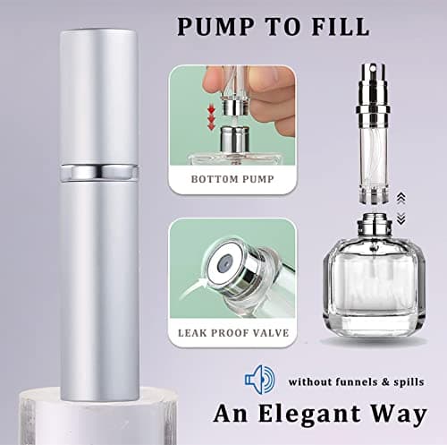 Travelofo Mini Perfume Bottles, Refillable Spray, 5ml Leak-Proof Atomiser for Travel, Luxury Gift for Men & Women (Grey) — view 2