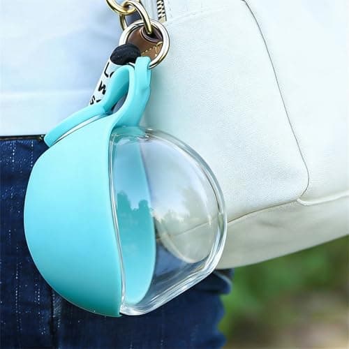Stainless Steel/Plastic Hydropaw Bottle, Portable Dog Water Bottle with Foldable Silicone Bowl, Feeding & Watering Supplies for Dogs, Dog Bottle for Walks and Travel (Blue, Stainless Steel) — view 3