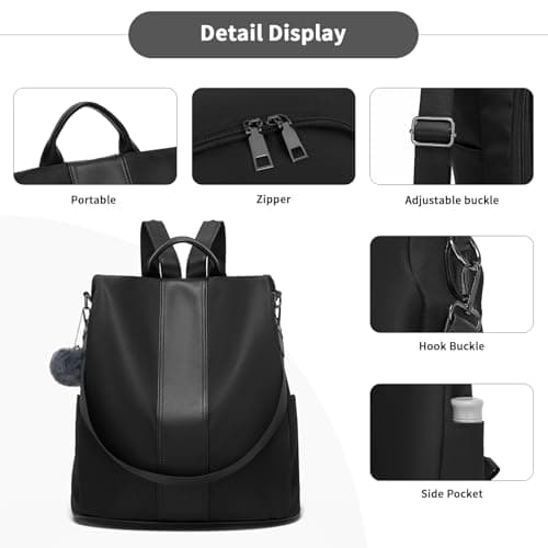 Miss Lulu Large Backpack Womens, Anti-Theft Lightweight PU Rucksack Bags for Ladies, Water Resistant Convertible Shoulder Bag for Work Travel School — view 5