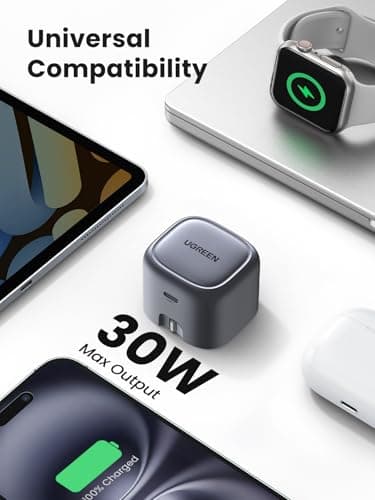 UGREEN 30W USB C Charger Nexode PD3.0 Foldable GaN Fast Charger Silver Grey — view 5