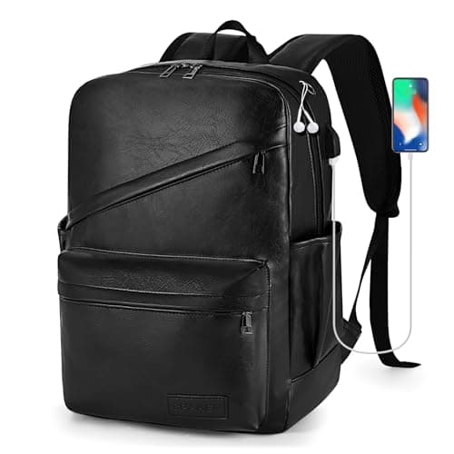 SPAHER 40x30x20 Wizzair Cabin Bag Leather Travel Laptop Backpack 15.6 Inch with USB Charging Port Waterproof School Work College Backpack Men Women Daypack Underseat Carry on Hand Luggage